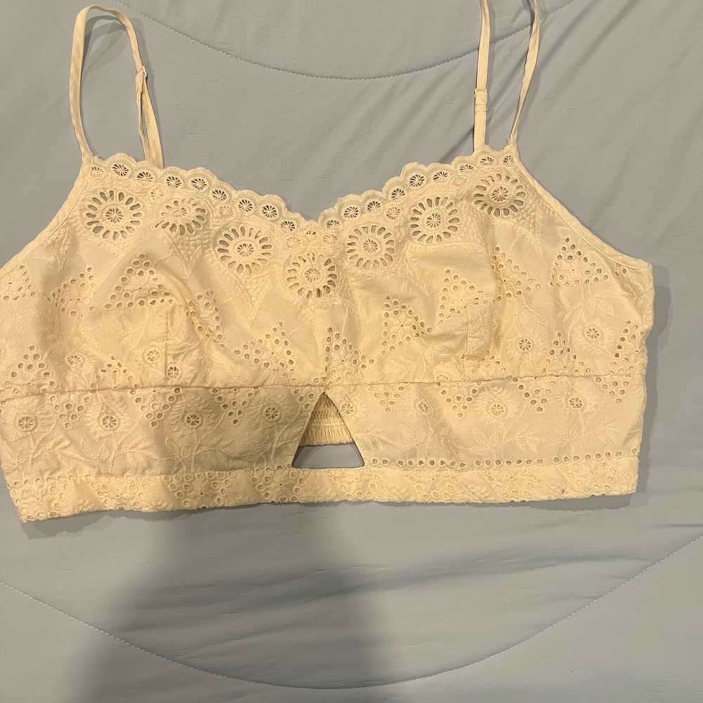 American Eagle Outfitters Cream Eyelet Top
